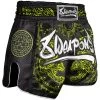 8 Weapons Muay Thai Short Carbon Sak Yant Tigers Neon Geel -Boksen Winkel 8 weapons 8 weapons muay thai short carbon sak yan