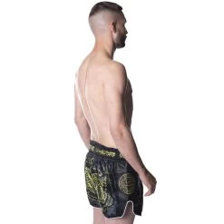 8 Weapons Muay Thai Short Carbon Sak Yant Tigers Neon Geel -Boksen Winkel 8 weapons 8 weapons muay thai short carbon sak yan 4