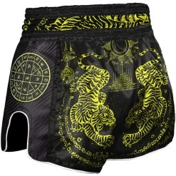 8 Weapons Muay Thai Short Carbon Sak Yant Tigers Neon Geel -Boksen Winkel 8 weapons 8 weapons muay thai short carbon sak yan 5