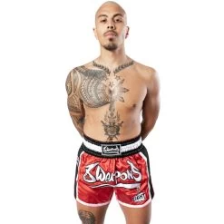 8 Weapons Muay Thai Short Super Mesh Rood Zwart -Boksen Winkel 8 weapons 8 weapons muay thai short super mesh roo 3