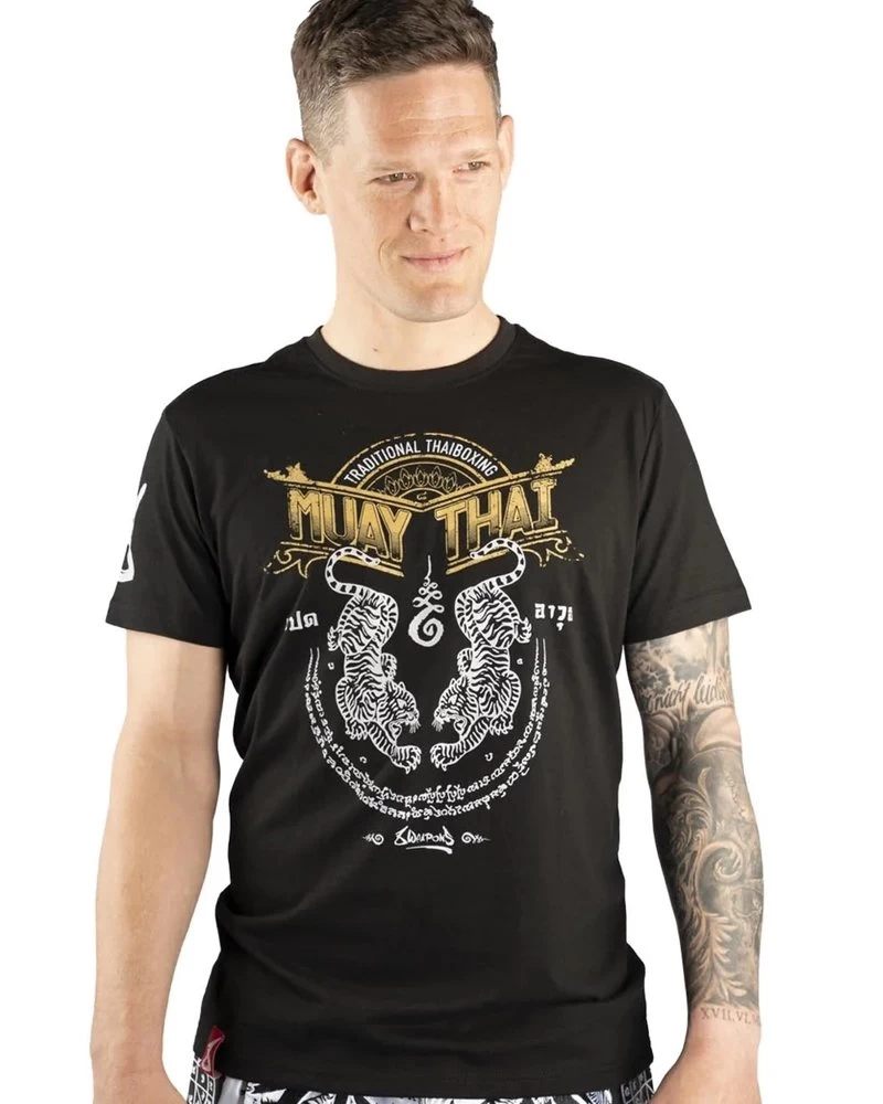 8 Weapons T Shirt Sak Yant Tigers Zwart Geel 7 8 Weapons T Shirt Sak Yant Tigers Zwart Geel - Afbeelding 5