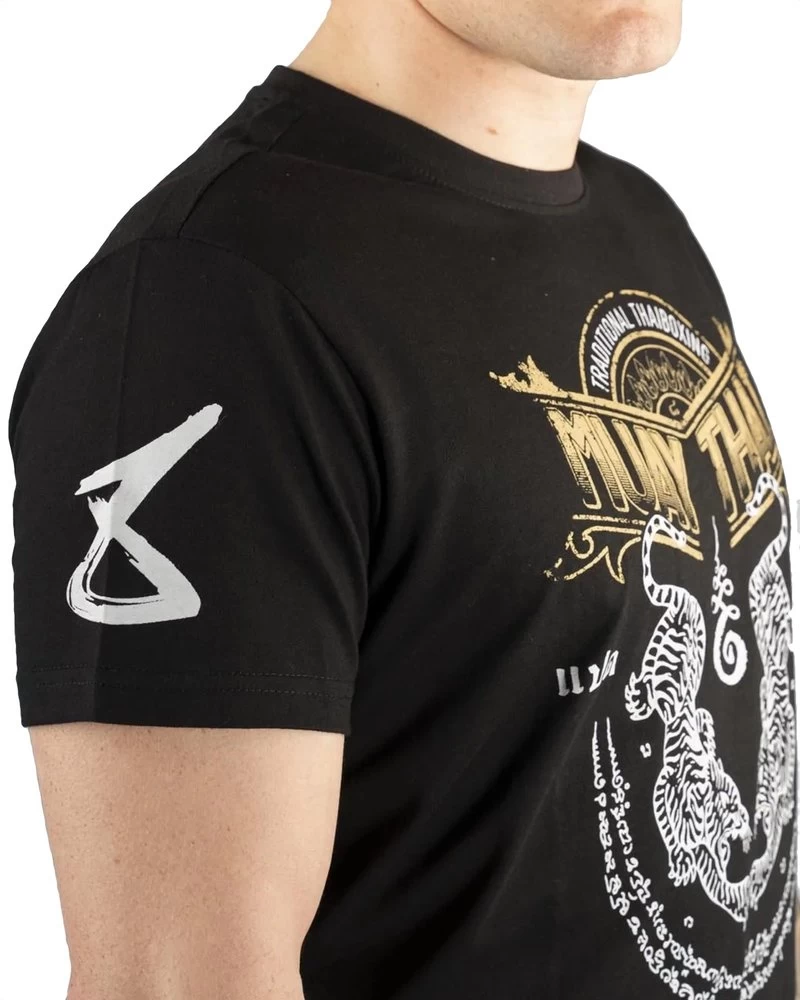 8 Weapons T Shirt Sak Yant Tigers Zwart Geel 8 8 Weapons T Shirt Sak Yant Tigers Zwart Geel - Afbeelding 6