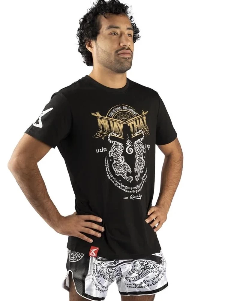 8 Weapons T Shirt Sak Yant Tigers Zwart Geel 9 8 Weapons T Shirt Sak Yant Tigers Zwart Geel - Afbeelding 7