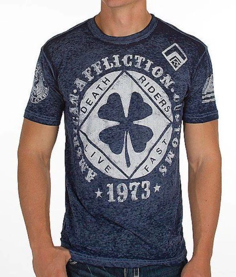 Affliction Lucky Shot Ronde Hals T Shirt Blauw 4 Affliction Lucky Shot Ronde Hals T Shirt Blauw - Afbeelding 2