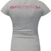 Bad Boy Logo Dames T-shirt Met V-hals Grijs Roze -Boksen Winkel bad girl bad boy logo dames t shirt met v hals gri