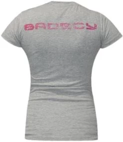 Bad Boy Logo Dames T-shirt Met V-hals Grijs Roze