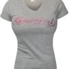 Bad Girl T-shirt Met V-hals Grijs Roze