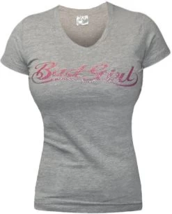 Bad Girl T-shirt Met V-hals Grijs Roze