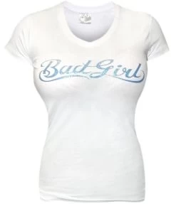Bad Girl T-shirt Met V-hals Wit Blauw -Boksen Winkel bad girl bad girl t shirt met v hals wit blauw 2