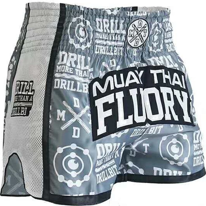 Fluory Kickboks Broekje Muay Thai Short Drill Grijs 4 Fluory Kickboks Broekje Muay Thai Short Drill Grijs - Afbeelding 2