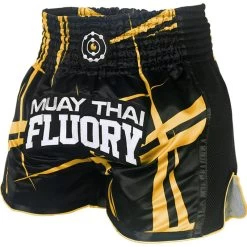 Fluory Kickboks Broekje Stripes Zwart Geel -Boksen Winkel fluory fluory kickboks broekje stripes zwart geel 2