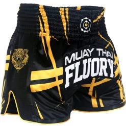 Fluory Kickboks Broekje Stripes Zwart Geel