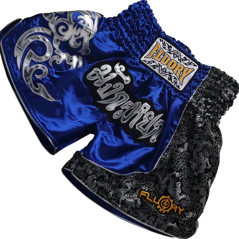 Fluory Muay Thai Short Kickboks Broek Blauw Zilver - MTSF15 5 Fluory Muay Thai Short Kickboks Broek Blauw Zilver - MTSF15 - Afbeelding 3