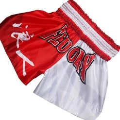 Fluory Muay Thai Short Kickboks Broek Samurai Rood Wit MTSF24