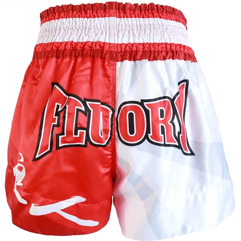 Fluory Muay Thai Short Kickboks Broek Samurai Rood Wit MTSF24 6 Fluory Muay Thai Short Kickboks Broek Samurai Rood Wit MTSF24 - Afbeelding 4