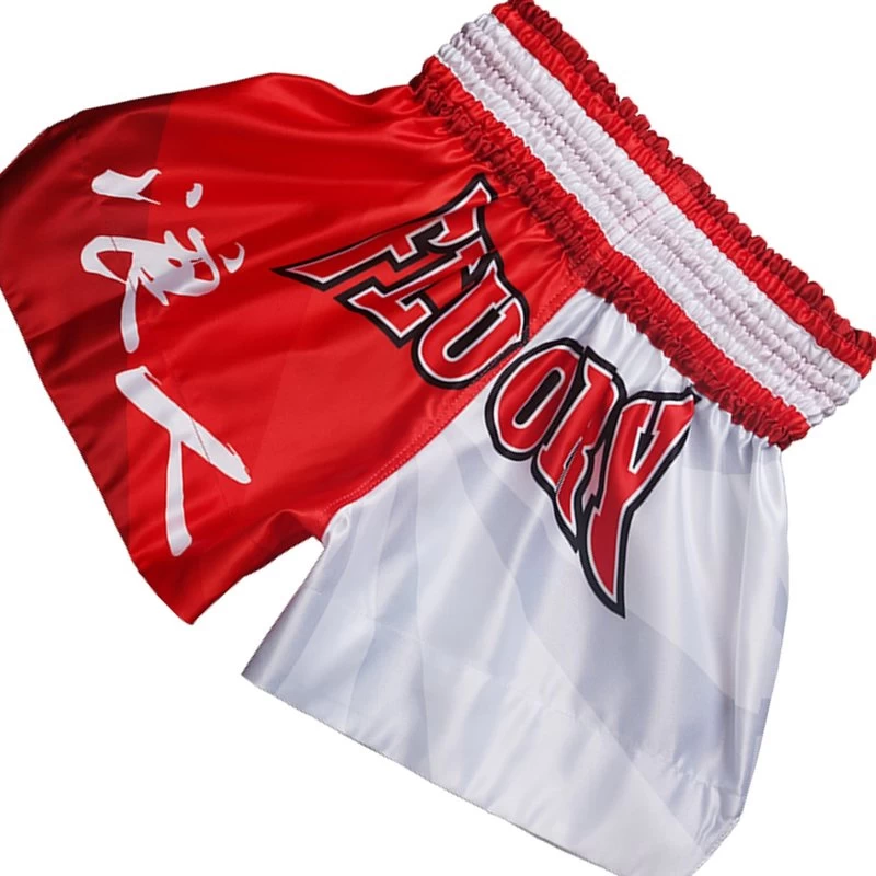 Fluory Muay Thai Short Kickboks Broek Samurai Rood Wit MTSF24 3 Fluory Muay Thai Short Kickboks Broek Samurai Rood Wit MTSF24