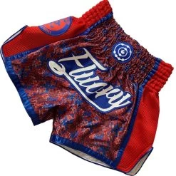 Fluory Muay Thai Shorts Kickboxing Square Colors Red -Boksen Winkel fluory fluory muay thai shorts kickboxing square c 2