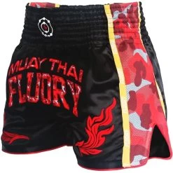 Fluory Muay Thai Shorts Kickboxing Zwart Camo Rood -Boksen Winkel fluory fluory muay thai shorts kickboxing zwart ca 2