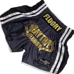 Fluory Sak Yant Tiger Muay Thai Shorts Grijs Goud MTSF98 -Boksen Winkel fluory fluory sak yant tiger muay thai shorts grij 4