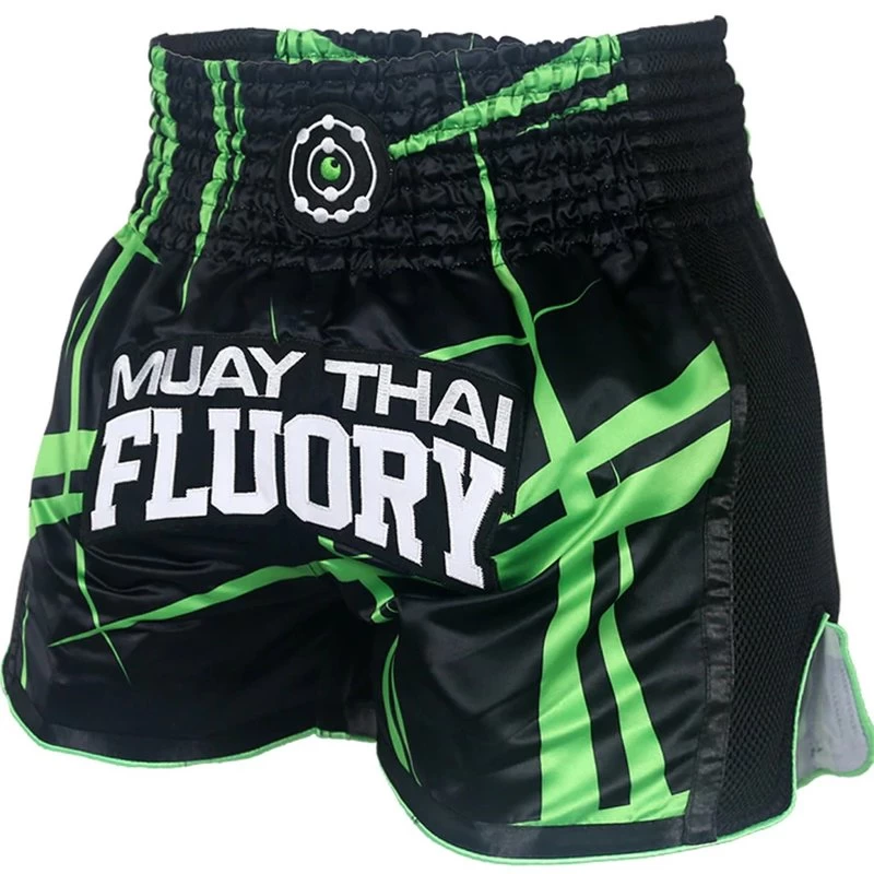 Kickboks Broekje Stripes Zwart Groen 4 Kickboks Broekje Stripes Zwart Groen - Afbeelding 2