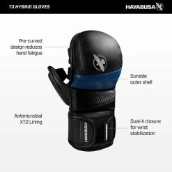 Hayabusa T3 MMA Hybrid Sparring Handschoenen 7oz Zwart -Boksen Winkel hayabusa hayabusa t3 mma hybrid sparring handschoe 3