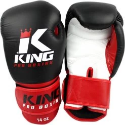 King Pro Boxing Bokshandschoenen Zwart Rood KPB/BG 1 Leder