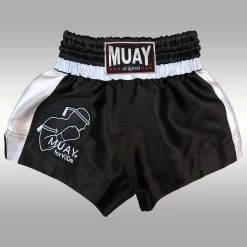 Muay Kickboks Broekje Muay Thai Short Zwart Wit
