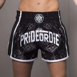 Pride Or Die Muay Thai Shorts RISE Zwart Wit -Boksen Winkel pride or die pride or die muay thai shorts rise zw 7