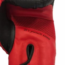Punch Round Bokshandschoenen "LOGO" Mat Carbon Zwart Rood
