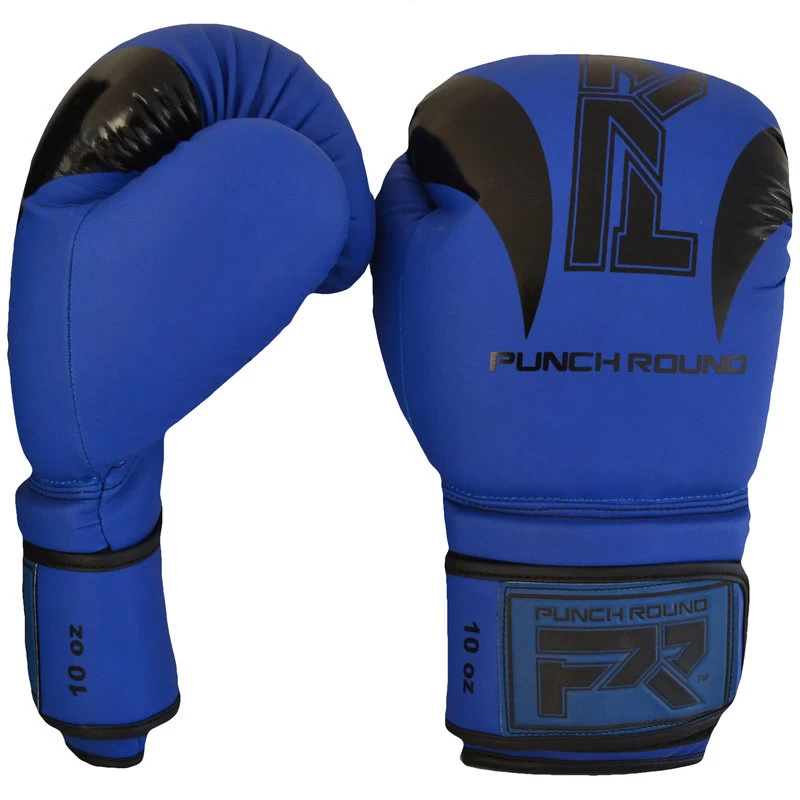 Punch Round Bokshandschoenen "SLAM" Mat Blauw Zwart 4 Punch Round Bokshandschoenen "SLAM" Mat Blauw Zwart - Afbeelding 2