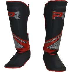 Punch Round Kickboks Scheenbeschermers Evoke Zwart Rood -Boksen Winkel punchr punch round kickboks scheenbeschermers evok 2