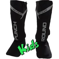 Punch Round Kids NoFear Kickboks Scheenbeschermers Zwart Wit