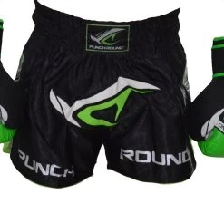 Punch Round NoFear Kickboks Shorts Zwart Neo Groen -Boksen Winkel punchr punch round nofear kickboks shorts zwart ne 3