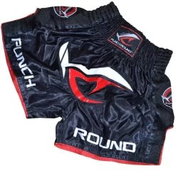Punch Round NoFear Muay Thai Kickboks Broek Zwart Rood
