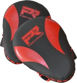 Punch Round PRO Hand Pads Focus Mitts Slam Zwart Rood -Boksen Winkel punchr punch round pro hand pads focus mitts slam 2