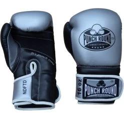 Punch Round Bokshandschoenen Combat Sports Zilver Zwart