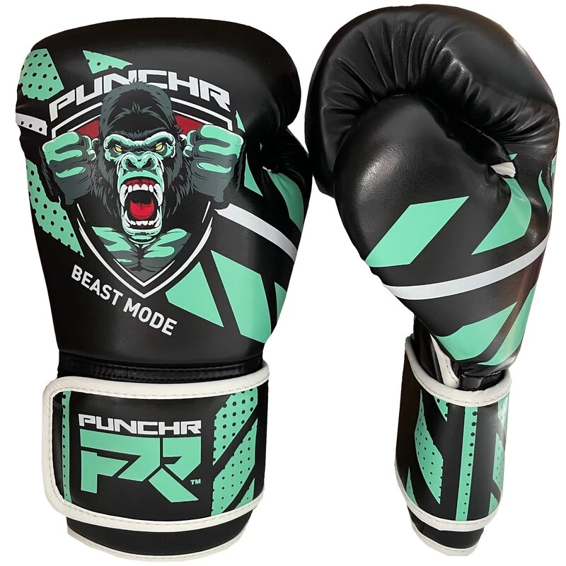 PunchR™ Beast Mode Bokshandschoenen Kids Zwart Groen 4 PunchR™ Beast Mode Bokshandschoenen Kids Zwart Groen - Afbeelding 2