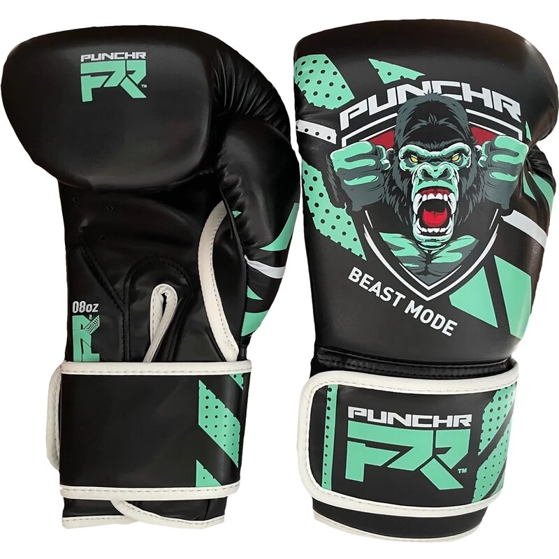 PunchR™ Beast Mode Bokshandschoenen Kids Zwart Groen 5 PunchR™ Beast Mode Bokshandschoenen Kids Zwart Groen - Afbeelding 3