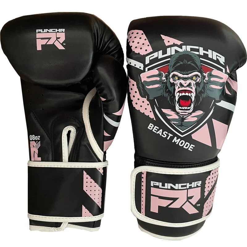PunchR Beast Mode Kids Bokshandschoenen Zwart Roze 4 PunchR Beast Mode Kids Bokshandschoenen Zwart Roze - Afbeelding 2