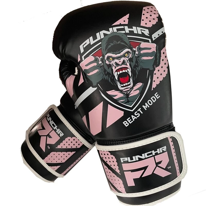 PunchR Beast Mode Kids Bokshandschoenen Zwart Roze 3 PunchR Beast Mode Kids Bokshandschoenen Zwart Roze