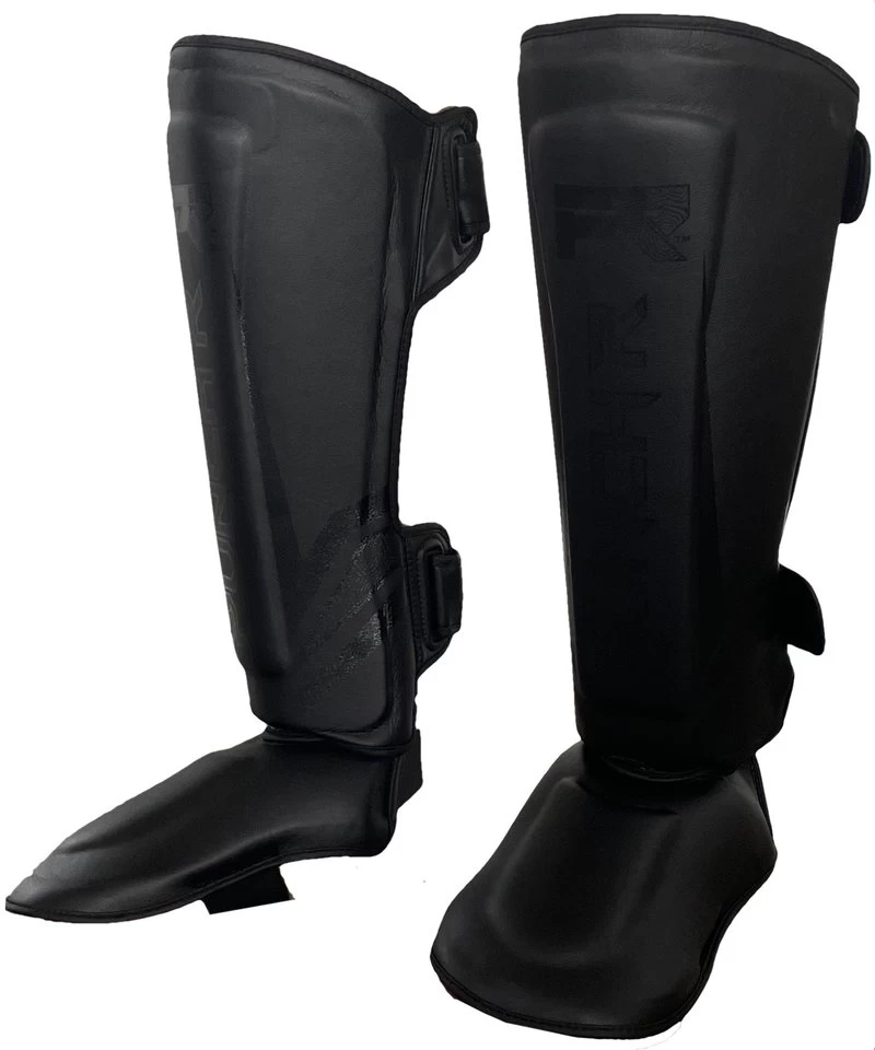 PunchR™ Electric Kickboks Muay Thai Scheenbeschermers Zwart Zwart Microfiber 3 PunchR™ Electric Kickboks Muay Thai Scheenbeschermers Zwart Zwart Microfiber