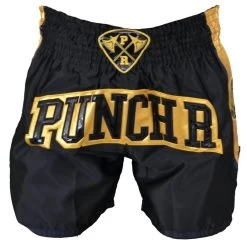 PunchR Muay Thai Kickboks Broek Zwart Goud By PunchR™ -Boksen Winkel punchr punchr muay thai kickboks broek zwart goud 2