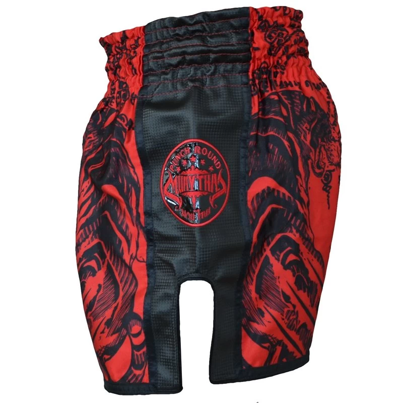 PunchR™ Sak Yant Tiger Muay Thai Short Rood Zwart 4 PunchR™ Sak Yant Tiger Muay Thai Short Rood Zwart - Afbeelding 2