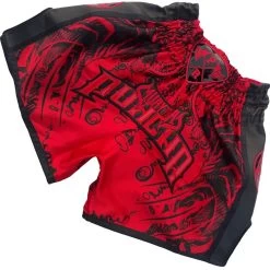 PunchR™ Sak Yant Tiger Muay Thai Short Rood Zwart 11 PunchR™ Sak Yant Tiger Muay Thai Short Rood Zwart -Boksen Winkel punchr punchr sak yant tiger muay thai short rood 2