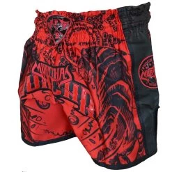 PunchR™ Sak Yant Tiger Muay Thai Short Rood Zwart 12 PunchR™ Sak Yant Tiger Muay Thai Short Rood Zwart -Boksen Winkel punchr punchr sak yant tiger muay thai short rood 3