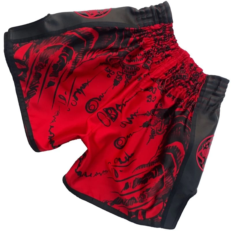 PunchR™ Sak Yant Tiger Muay Thai Short Rood Zwart 8 PunchR™ Sak Yant Tiger Muay Thai Short Rood Zwart - Afbeelding 6