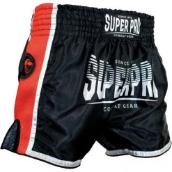 Super Pro Muay Thai Kickboks Broek Stripes Zwart Rood -Boksen Winkel super pro super pro muay thai kickboks broek strip 3