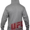 UFC Caiged Raise Hoody Grey UFC Clothing