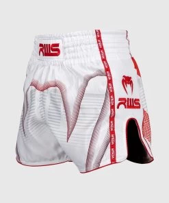 RWS X Venum Muay Thai Kickboxing Short Wit Rood -Boksen Winkel venum rws x venum muay thai kickboxing short wit r 2