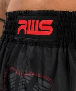 RWS X Venum Muay Thai Kickboxing Short Zwart Rood -Boksen Winkel venum rws x venum muay thai kickboxing short zwart 1